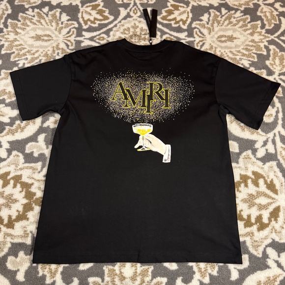 Amiri Crystal Champagne T-Shirt In Black Men’s Size Large - Picture 1 of 3